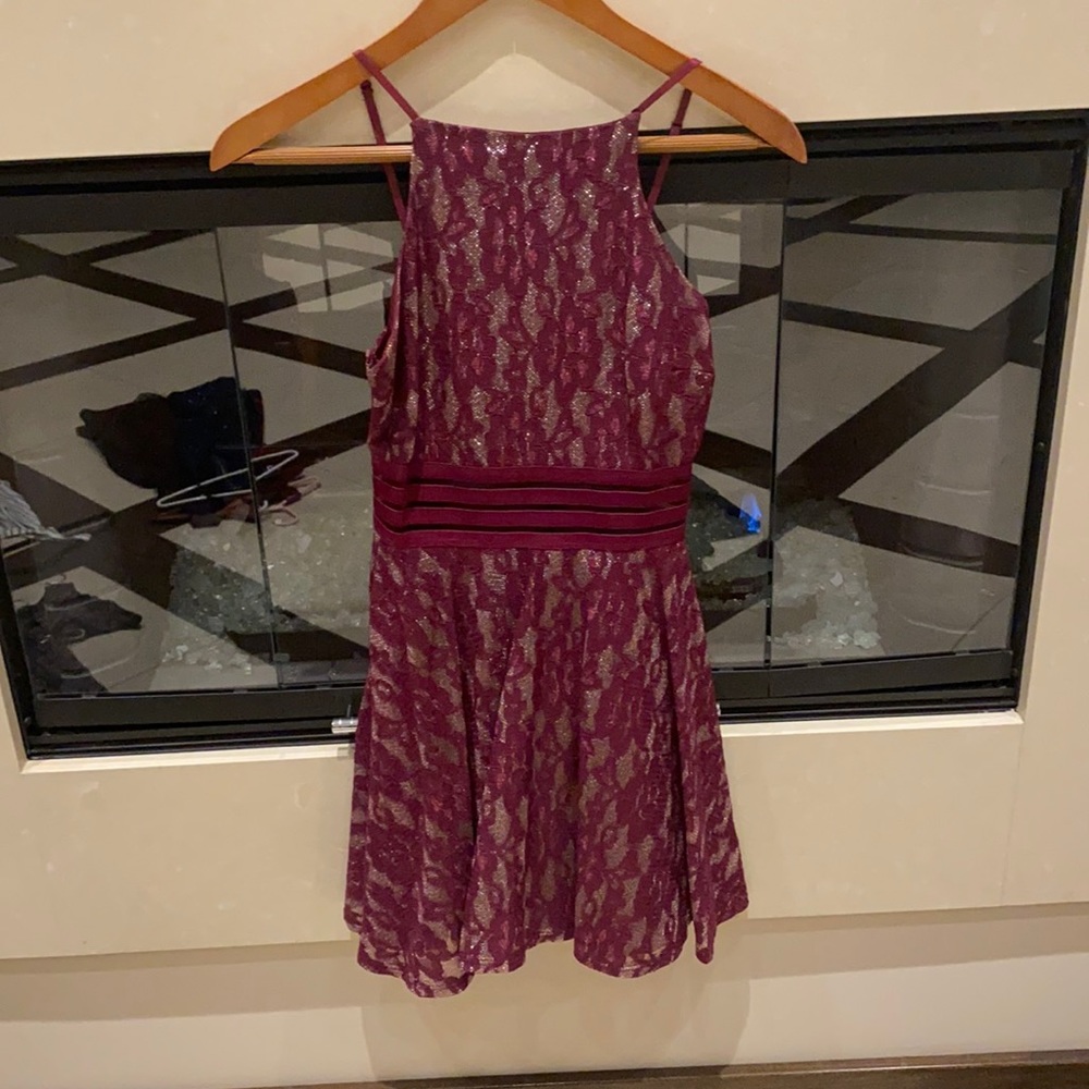 Sparkly lace maroon dress. Homecoming. Dance